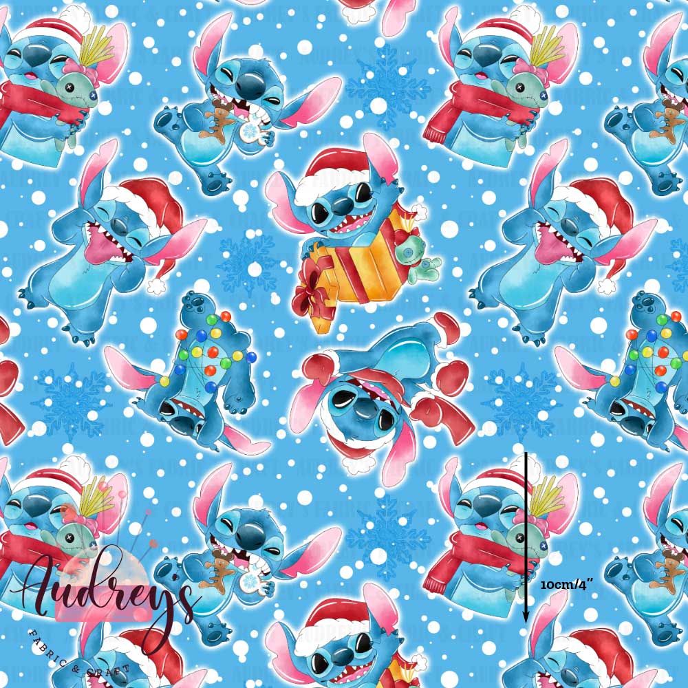 Xmas Stitch, Blue | Digital-Print Custom Cotton Woven | 145cm wide