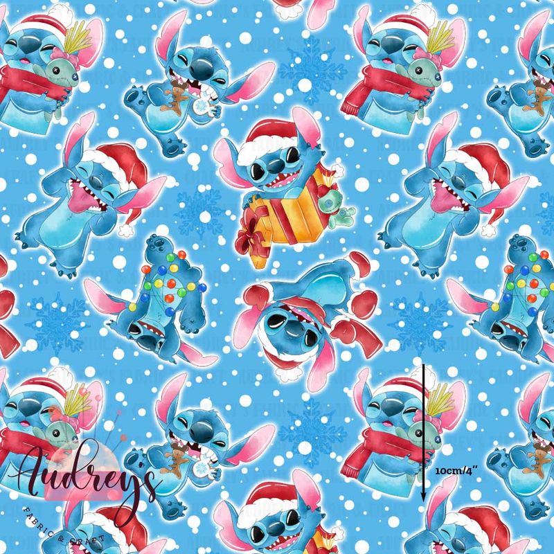 Xmas Stitch, Blue | Digital-Print Custom Cotton Woven | 145cm wide