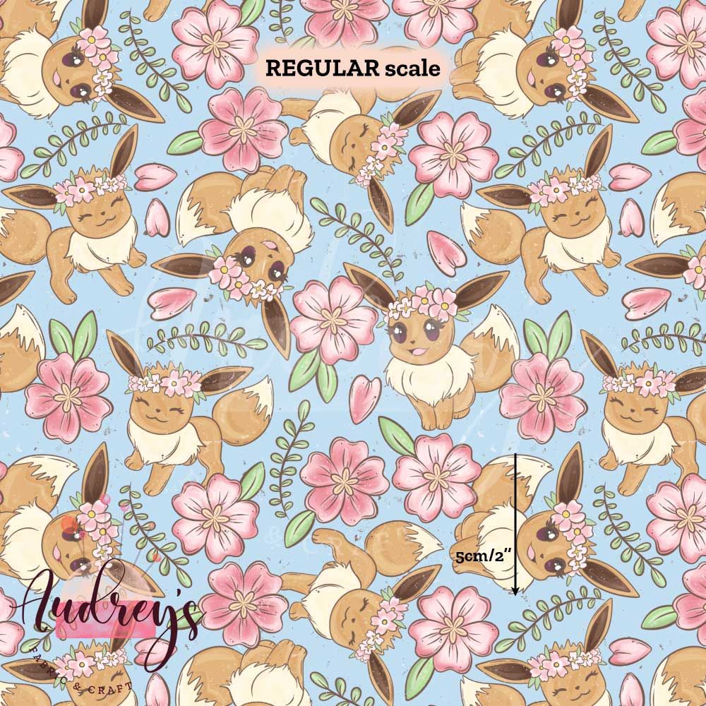 Eevee, Floral Blue | Digital-Print Custom Cotton Woven | 145cm wide