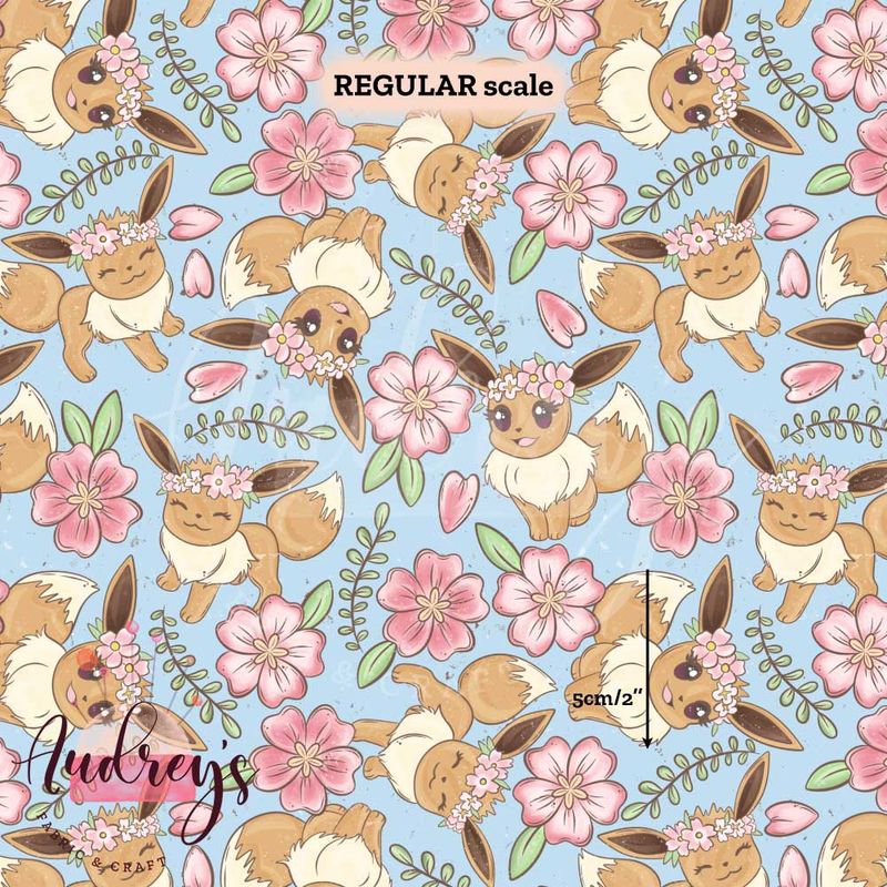 Eevee, Floral Blue | Digital-Print Custom Cotton Woven | 145cm wide