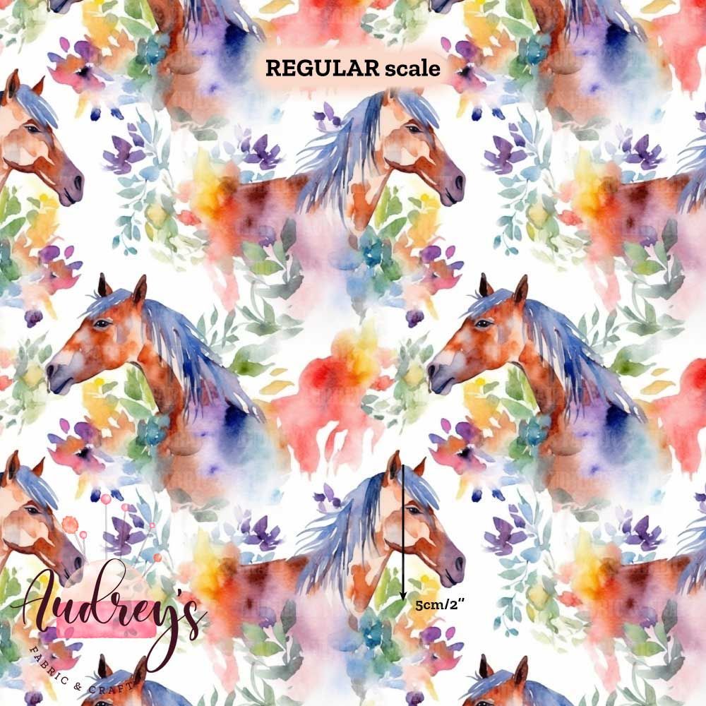 Watercolour Horses | Digital-Print Custom Cotton Woven | 145cm wide