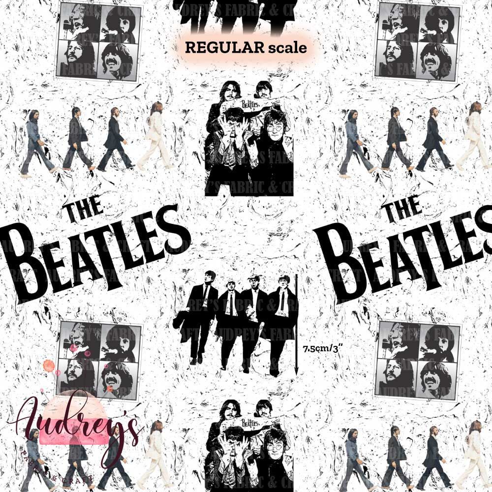 The Beatles, Monotone | Digital-Print Custom Cotton Woven | 145cm wide