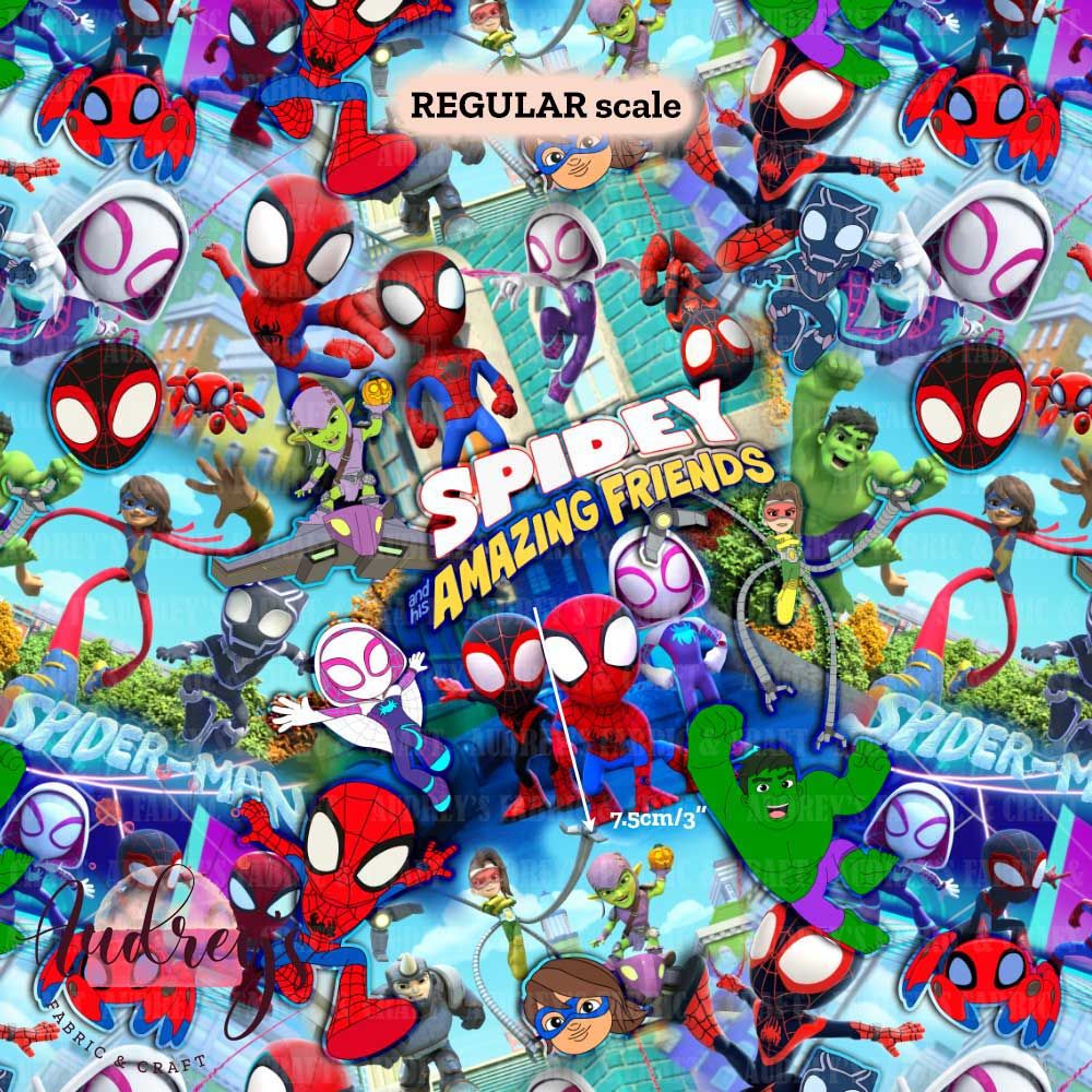 Spidey &amp; Friends | Digital-Print Custom Cotton Woven | 145cm wide