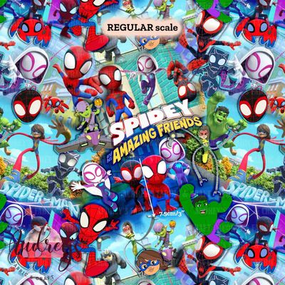 Spidey &amp; Friends | Digital-Print Custom Cotton Woven | 145cm wide