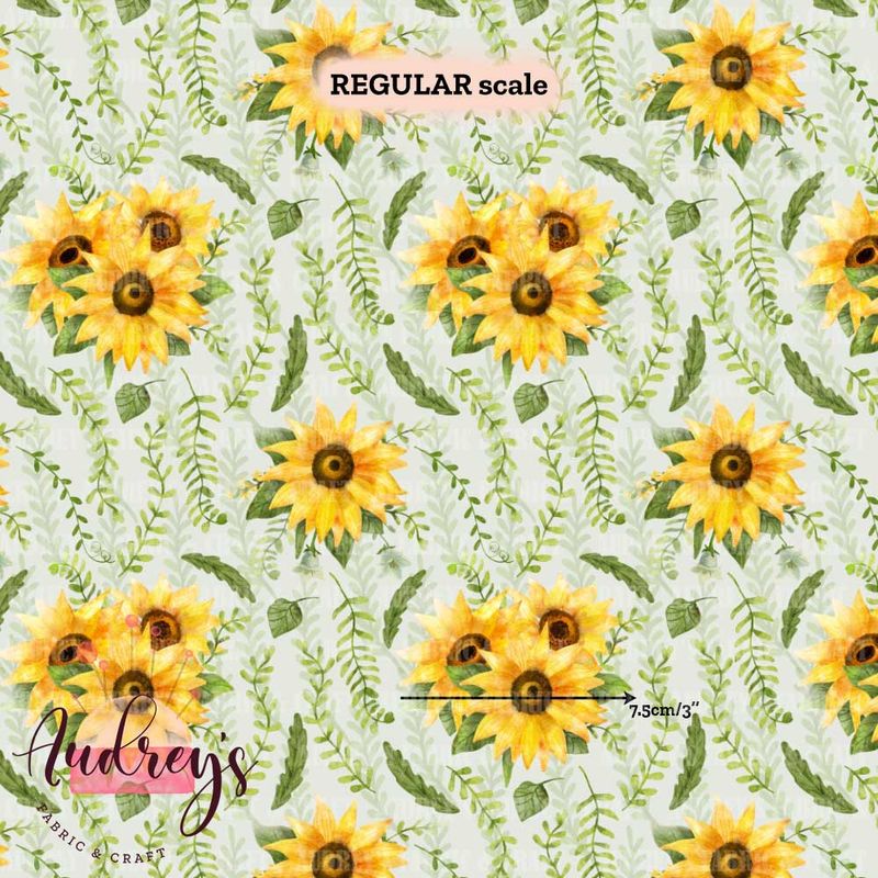 Sunflower on Eggshell | Digital-Print Custom Cotton Woven | 145cm wide