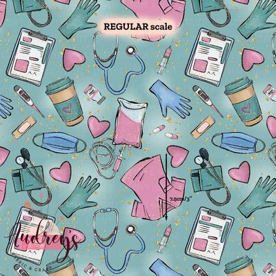 Nurse, Dark Teal | Digital-Print Custom Cotton Woven | 145cm wide