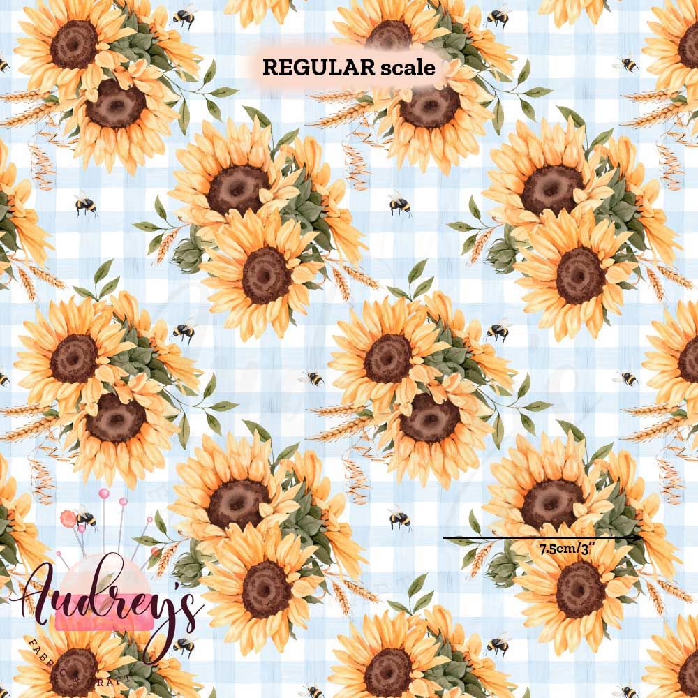 Sunflowers, Vintage | Digital-Print Custom Cotton Lycra 240gsm | 145cm wide
