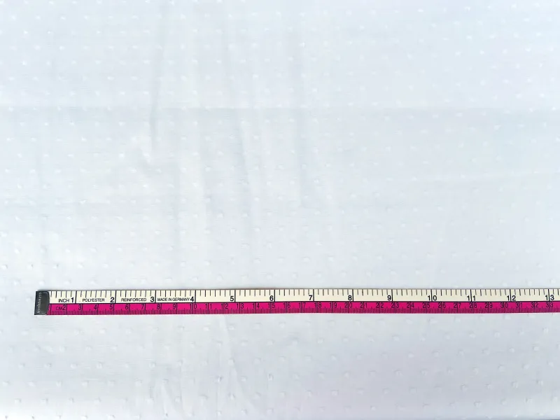 White Solid | Dobby Swiss Dot Embroidered Cotton Woven Fabric | 110cm Wide