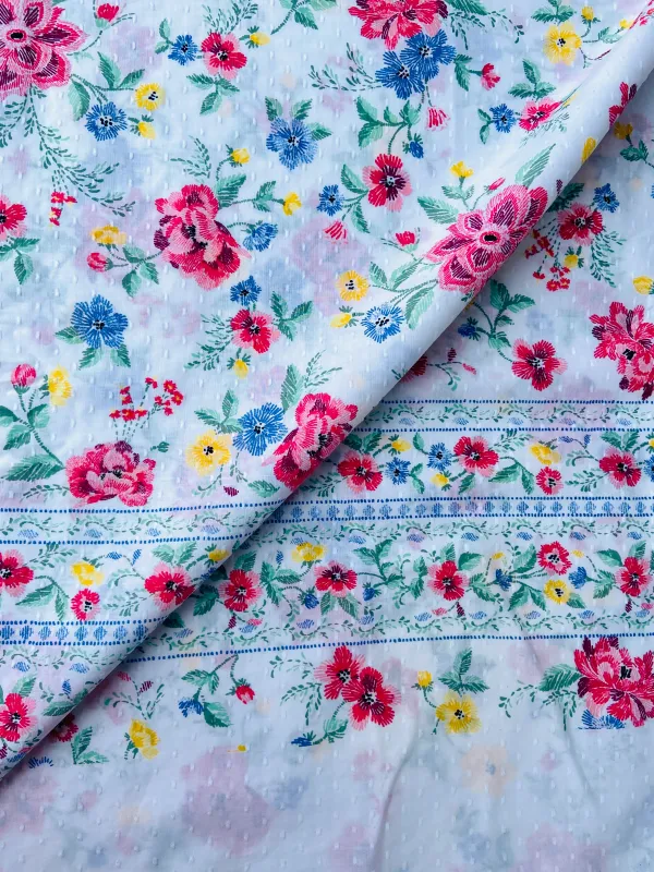Garden Party | Dobby Swiss Dot Embroidered Cotton Woven Fabric | 110cm Wide
