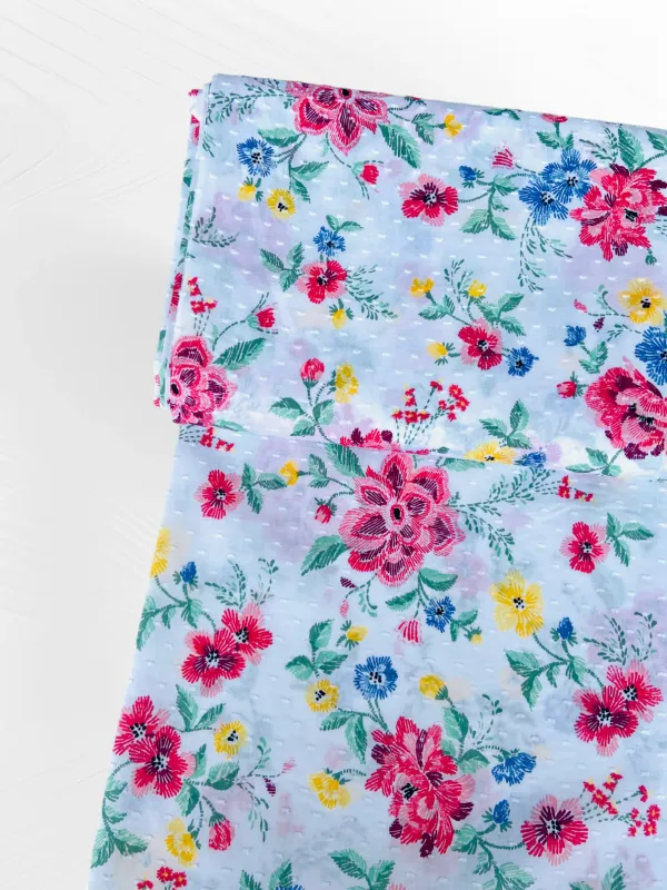 Garden Party | Dobby Embroidered Cotton Woven Fabric | 110cm Wide