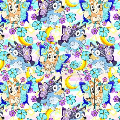 Bluey, Butterflies | Digital Print Custom Cotton Woven | 145cm wide