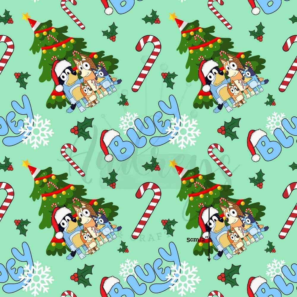 Bluey Xmas Family Portrait | Digital-Print Custom Cotton Lycra 240gsm | 150cm wide