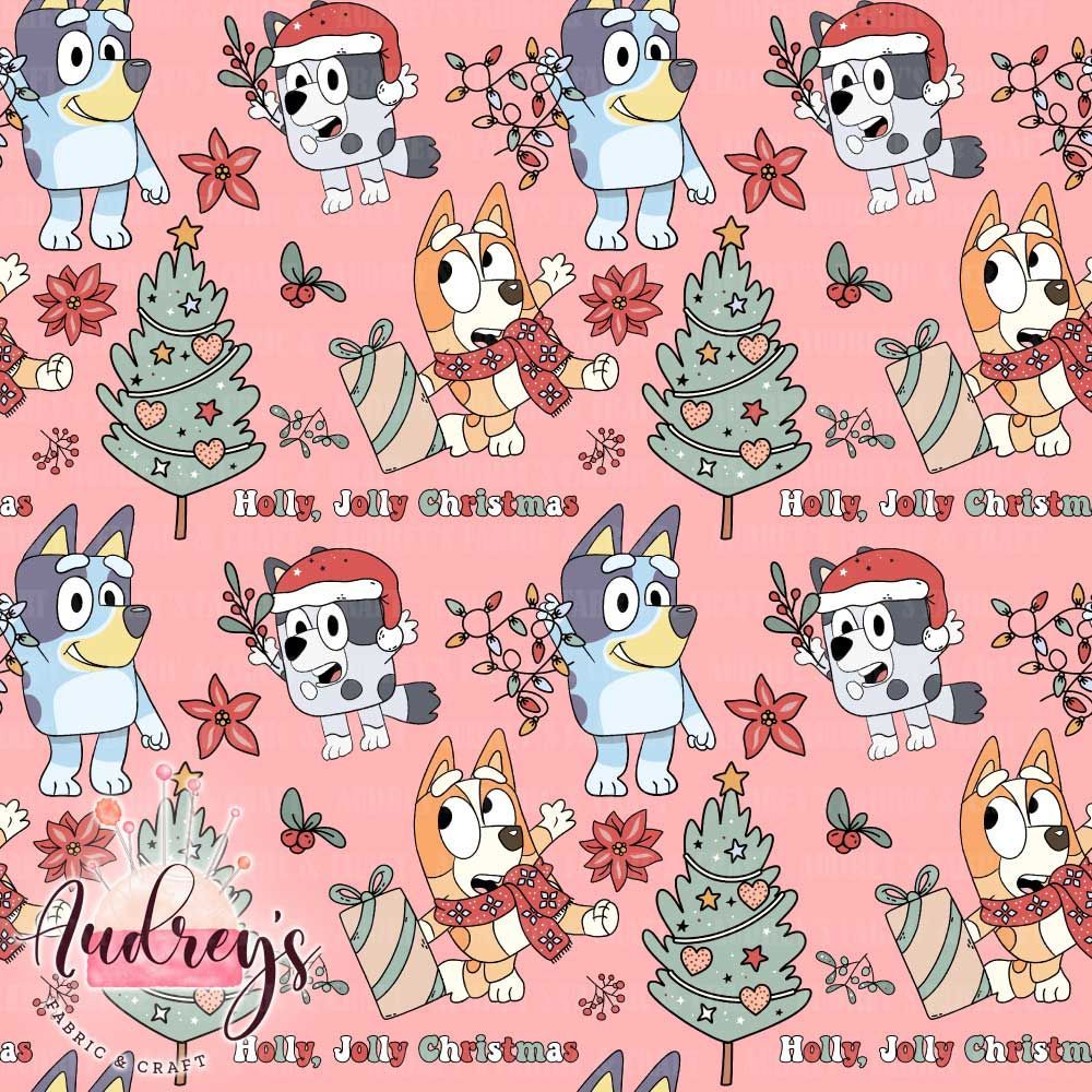 Bluey, Christmas Lights | Digital-Print Custom Cotton Lycra 240gsm | 150cm wide