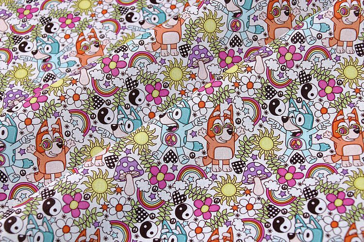 Bluey Retro | Custom Quilting Cotton | 145cm wide - 0.95m Piece