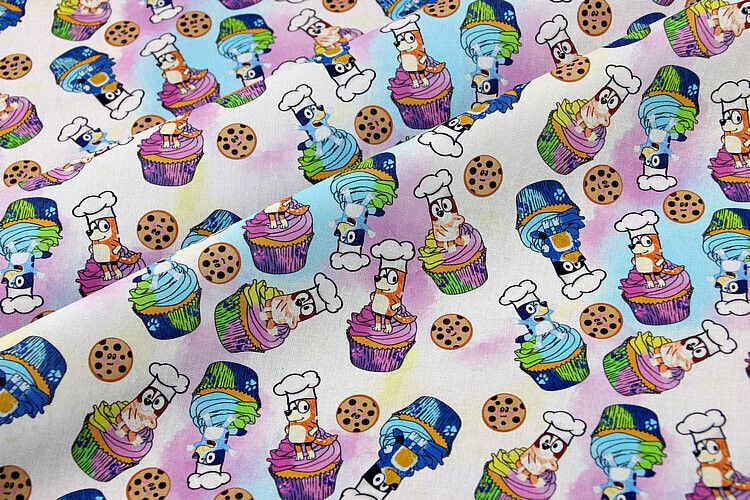 Bluey Cupcakes Toss | Custom Quilting Cotton | 145cm wide - 1m Piece