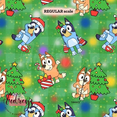 Bluey, Xmas Pressies | Digital-Print Custom Cotton Lycra 240gsm | 150cm wide