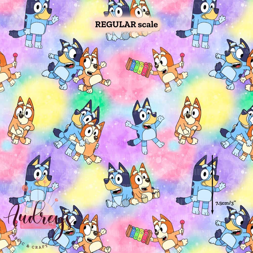 Bluey, Rainbow Splatter | Digital-Print Custom Cotton Lycra 240gsm | 145cm wide