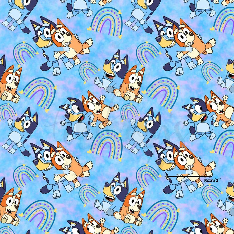 Bluey, Rainbow | Digital Print Custom Cotton Woven | 145cm wide