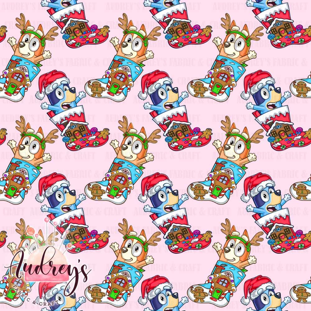 Xmas Bluey &amp; Bingo, Pink | PRE-ORDER | Choose Your Own Base