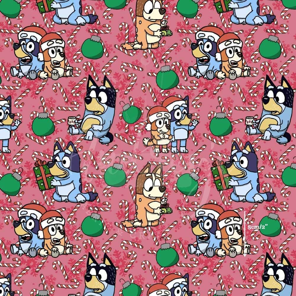 Xmas, Bluey  | Digital-Print Cotton Lycra 240gsm | 150cm wide