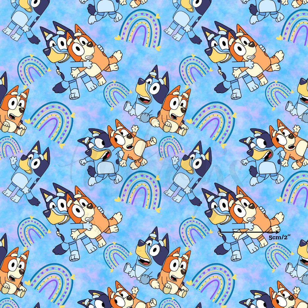 Bluey, Rainbow | Digital-Print Cotton Lycra 240gsm | 150cm wide
