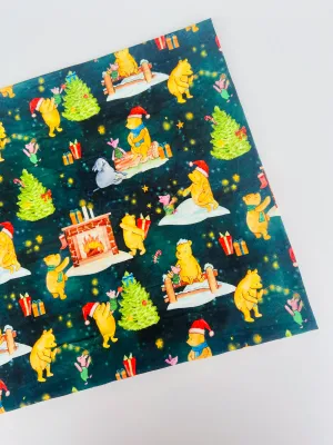 Watercolour Xmas Pooh | Digital Print Custom Modal Spandex Lycra Fabric, 270gsm