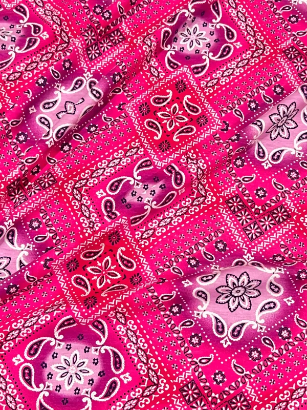 Pink Paisley | Polycotton Jersey Fabric | 170cm Wide
