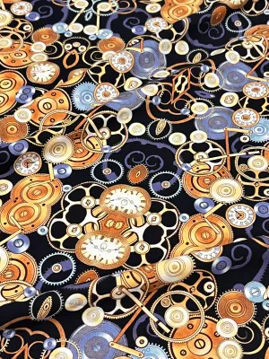 Clockwork | Cotton Lycra Print Fabric, 180gsm