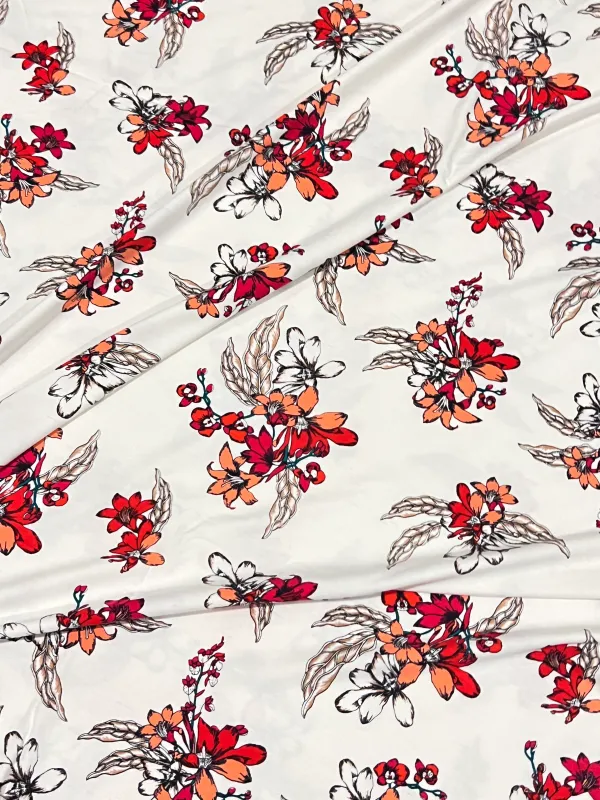 Crimson Petal Sketch | Modal Rayon Spandex | 160cm Wide