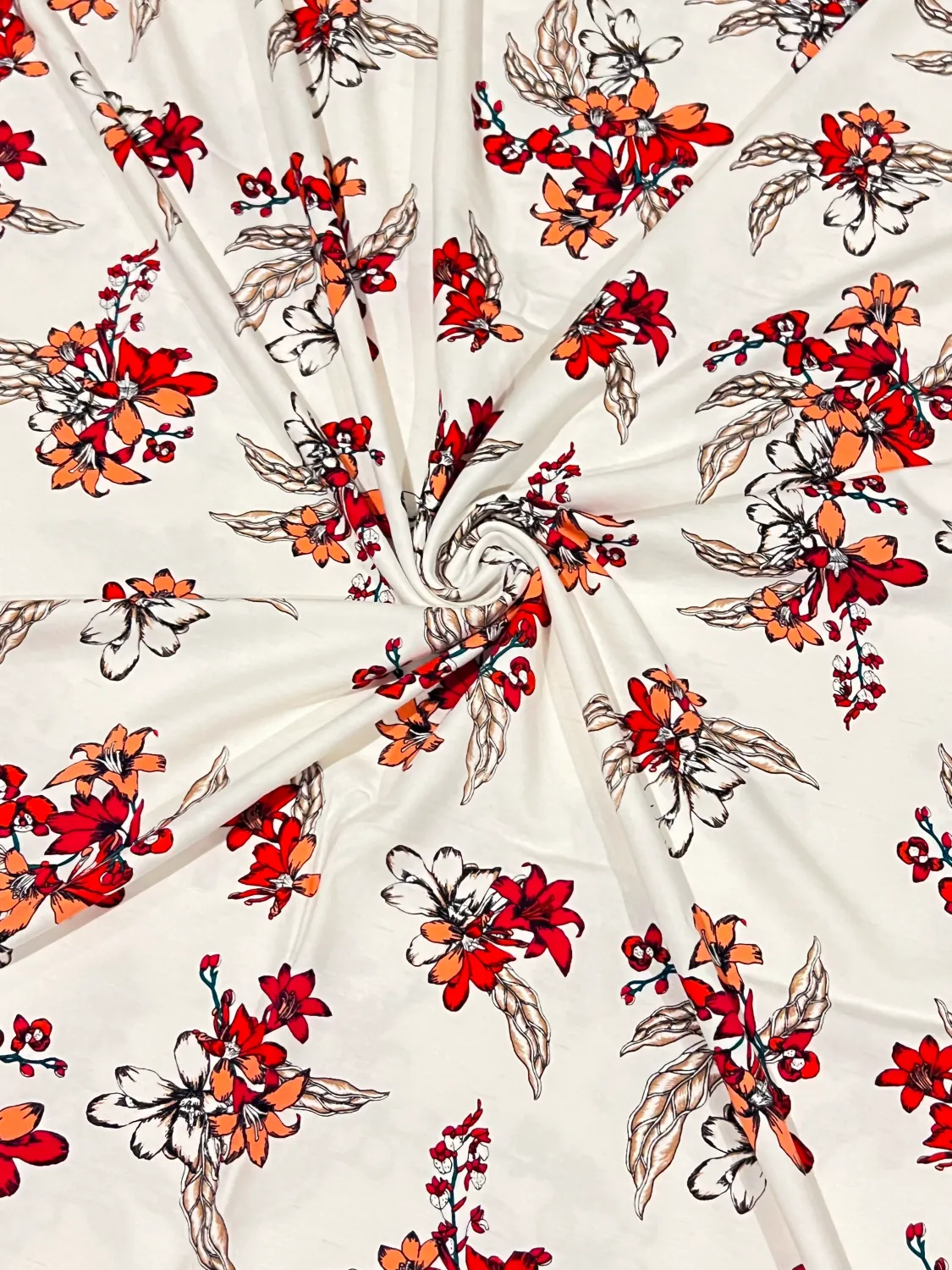 Crimson Petal Sketch | Modal Rayon Spandex | 160cm Wide