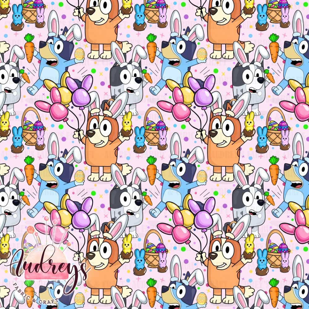 Bluey  Easter Fun, Pink | Digital-Print Custom Cotton Woven | 145cm wide