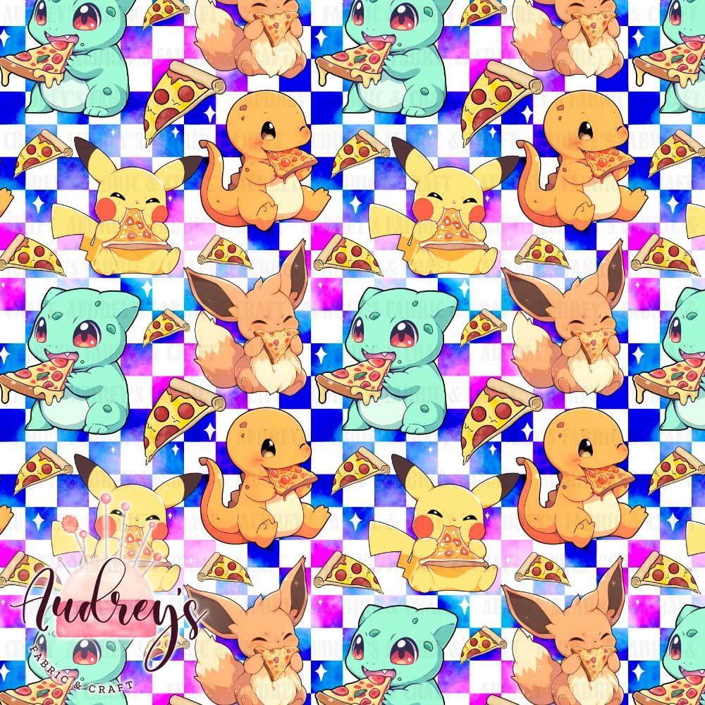 Pokemon Pizza | Digital-Print Custom Cotton Woven | 145cm wide