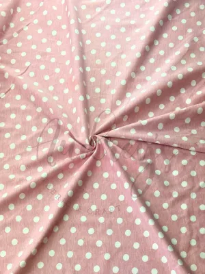 Pink Polka | Cotton Lycra Print Fabric, 180gsm