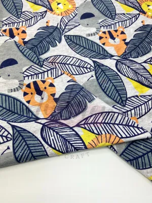 Safari Hide &amp; Seek | Cotton Lycra Print Fabric, 200gsm