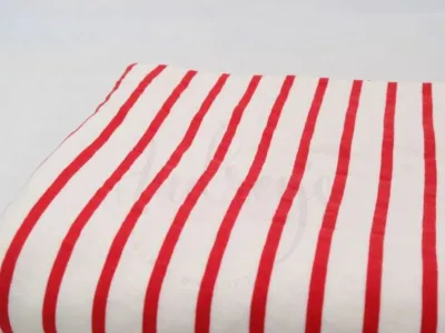 Red White Stripe | Cotton French Terry Knit Fabric | 195cm Wide