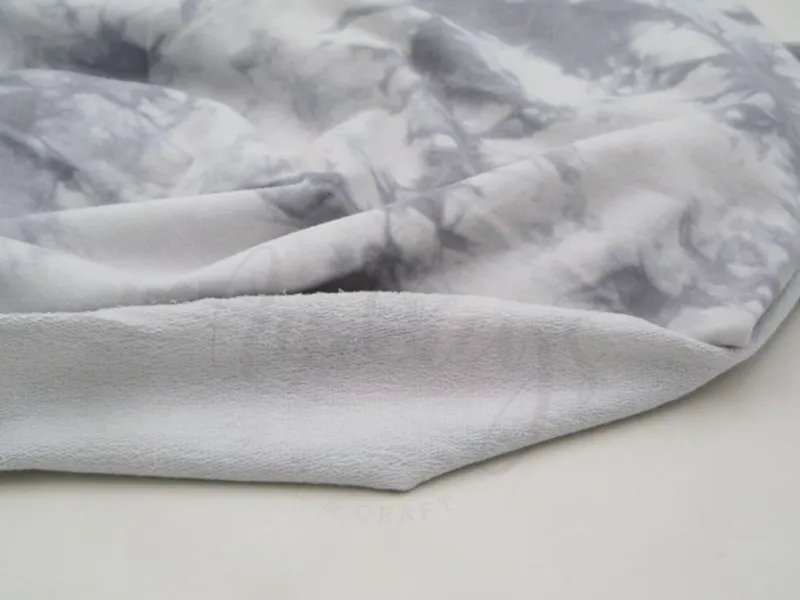 Grey Tie-dye | Stretch French Terry Knit Fabric | 180cm Wide