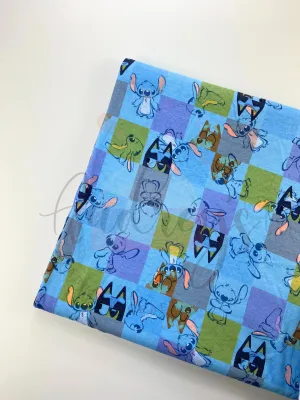 Bluey Stitch Mashup | Licensed Cotton Interlock Jersey T-shirt Fabric | 178cm Wide