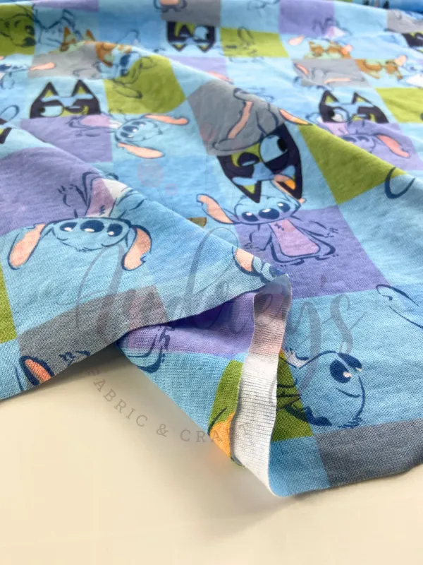 Bluey Stitch Mashup | Licensed Cotton Interlock Jersey T-shirt Fabric | 178cm Wide