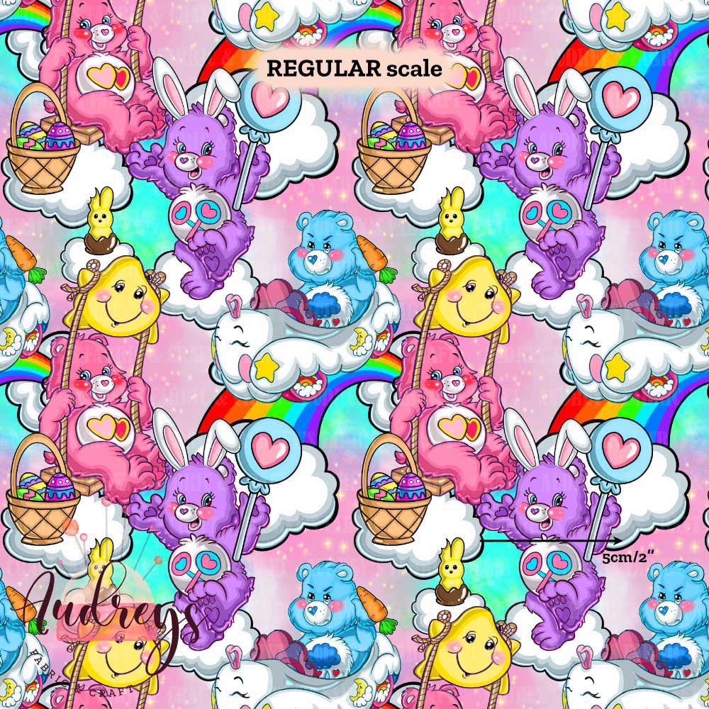 Carebears Easter, Pink | Digital-Print Custom Cotton Woven | 145cm wide