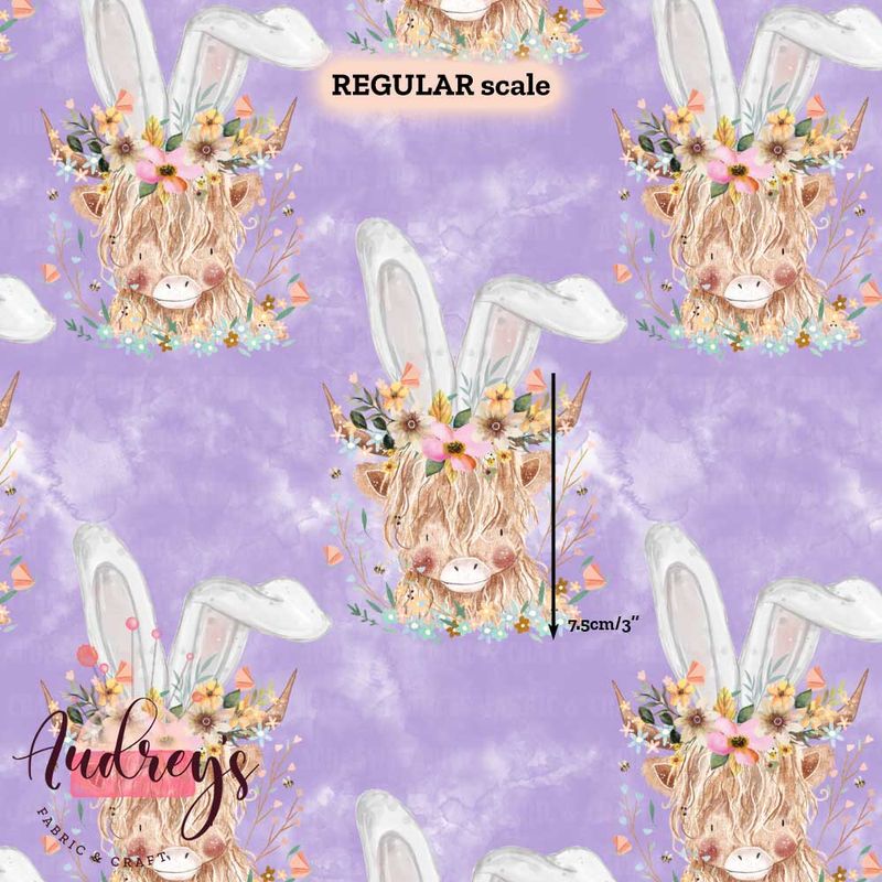 Floral Cows, Purple | Digital-Print Custom Cotton Woven | 145cm wide