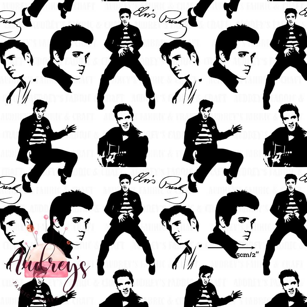 Elvis, White Background | Digital Print Custom Cotton Woven | 145cm wide