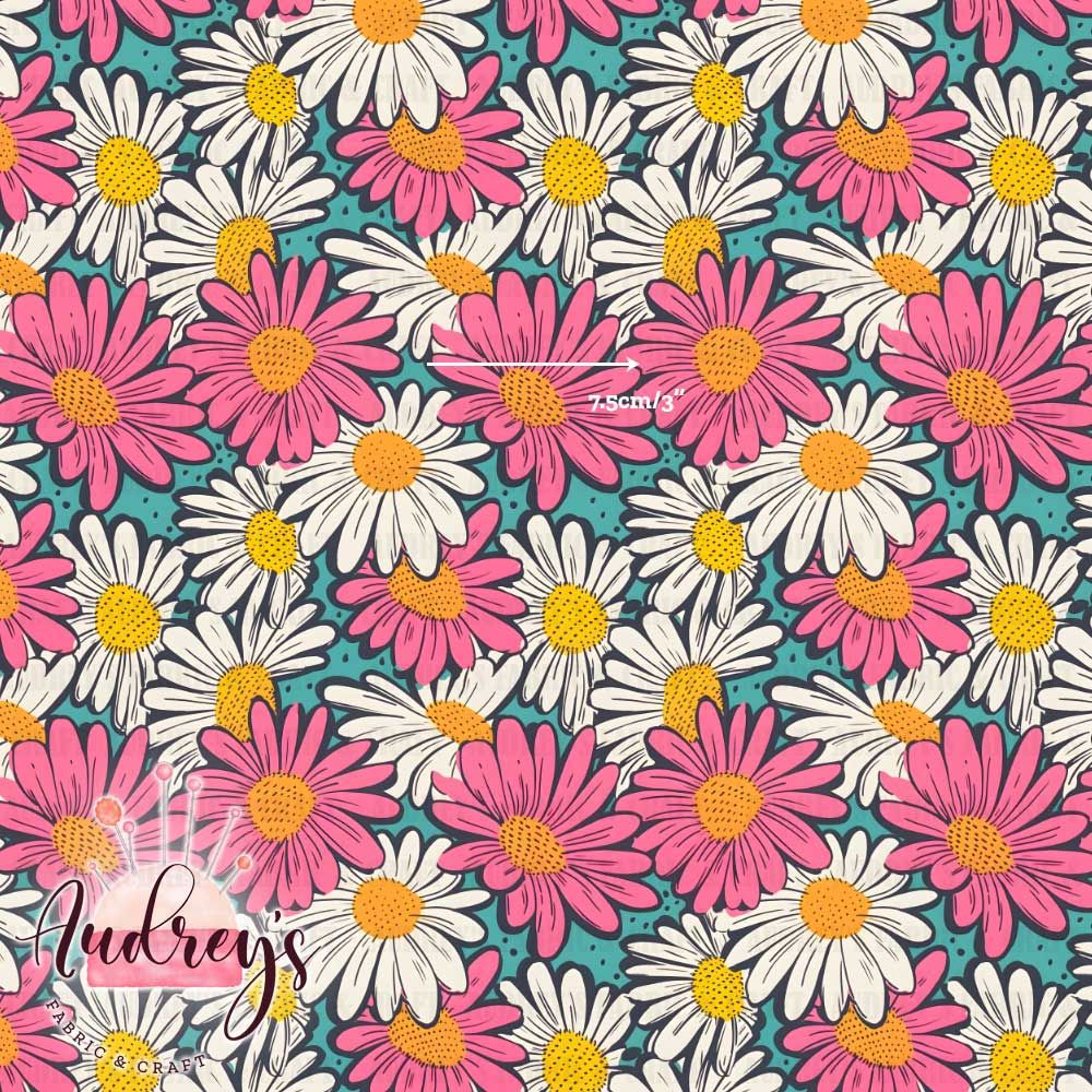 Retro Daisies | Digital-Print Custom Cotton Woven | 145cm wide