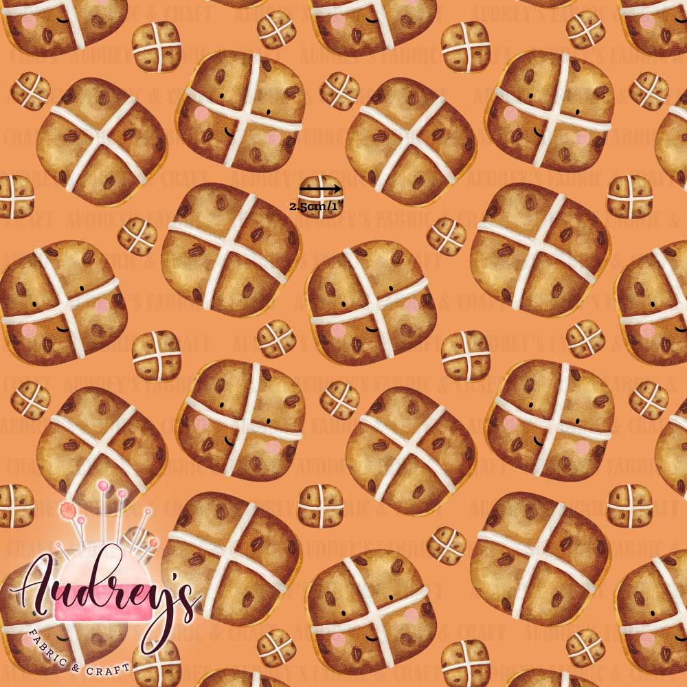 Happy Hot Cross Buns | Digital-Print Custom Cotton Woven | 145cm wide