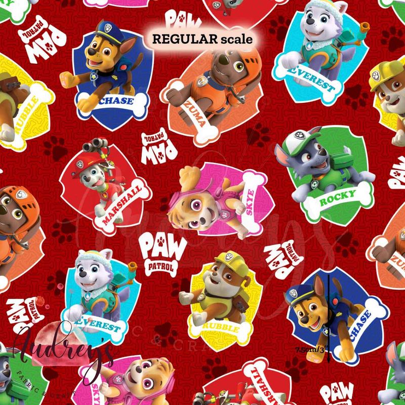 Paw Patrol, Badges | Digital-Print Custom Cotton Woven | 145cm wide
