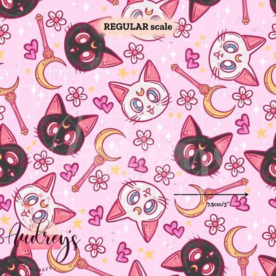 Sailor Moon Cats | Digital-Print Custom Cotton Woven | 145cm wide