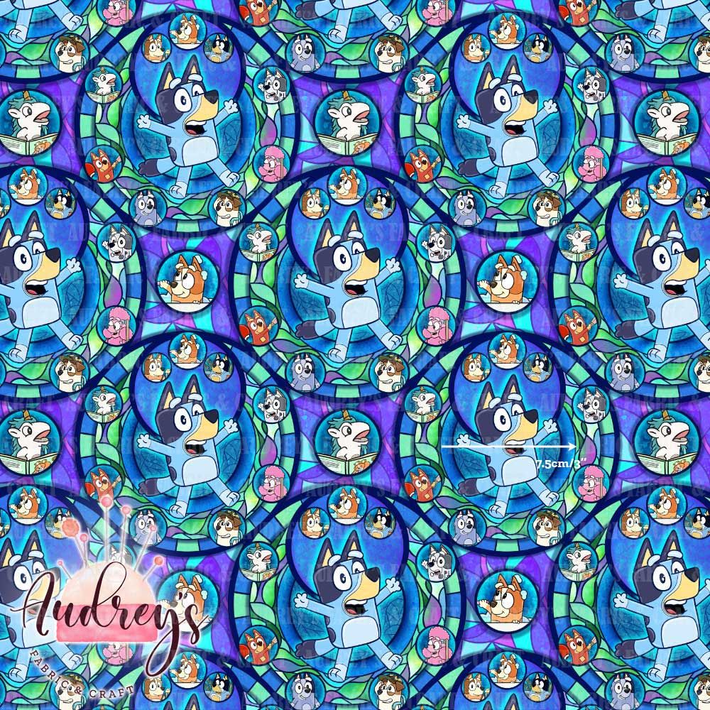 Bluey Stained Glass, Bluey | Digital-Print Custom Cotton Woven | 145cm wide