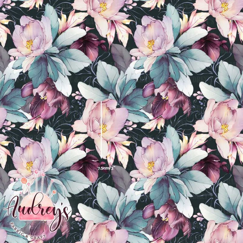 Midnight Blooms | Digital-Print Custom Cotton Woven | 145cm wide