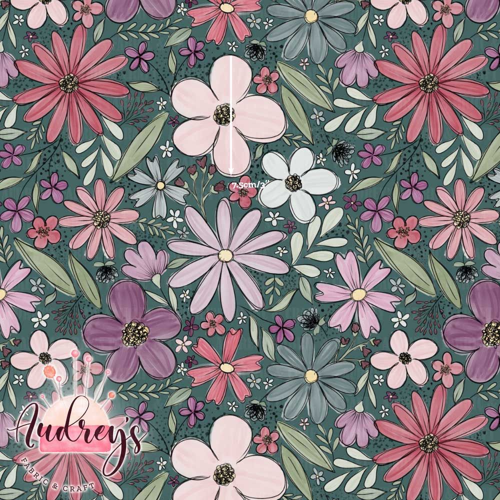 Layla, Sage | Digital-Print Custom Cotton Woven | 145cm wide