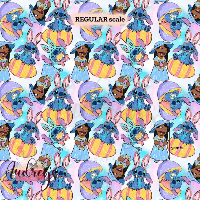 Lilo &amp; Stitch, Easter | Digital-Print Custom Cotton Woven | 145cm wide