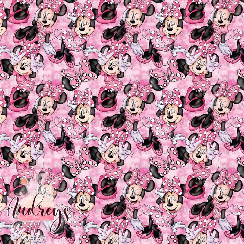 Minnie on Pink | Digital-Print Custom Cotton Woven | 145cm wide